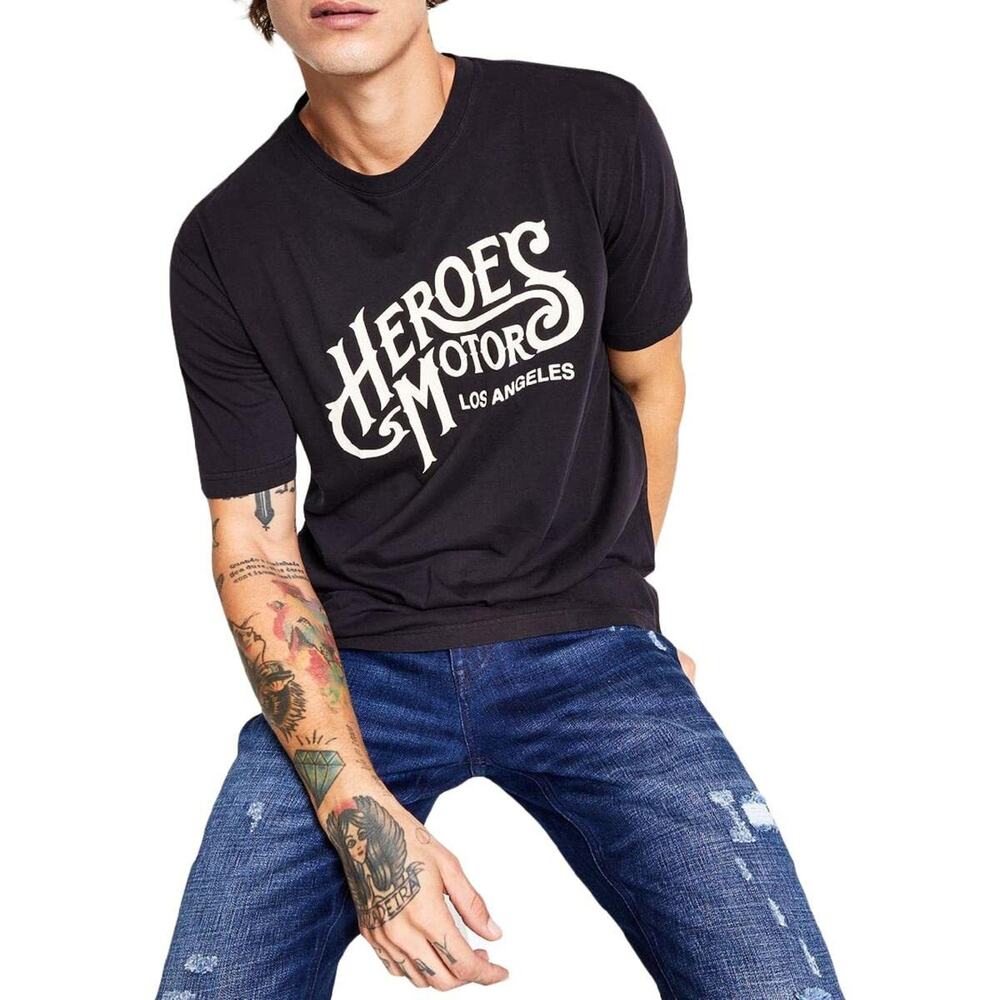 Heroes Motors Men Cotton Graphic Graphic T-Shirt Black Size XXL